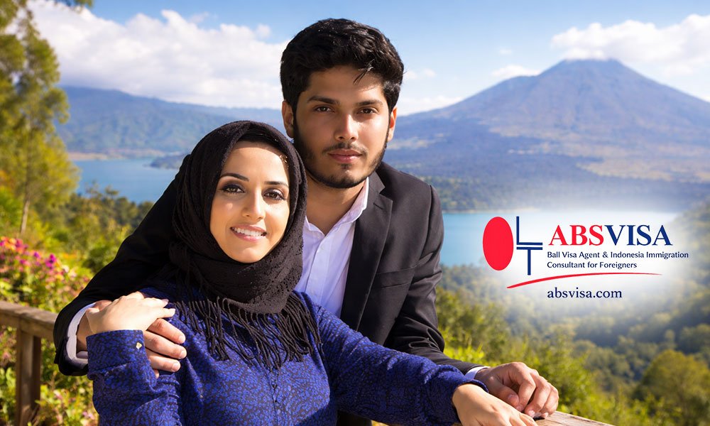 Turkish couple in Kintamani Bali with mountain and lake view